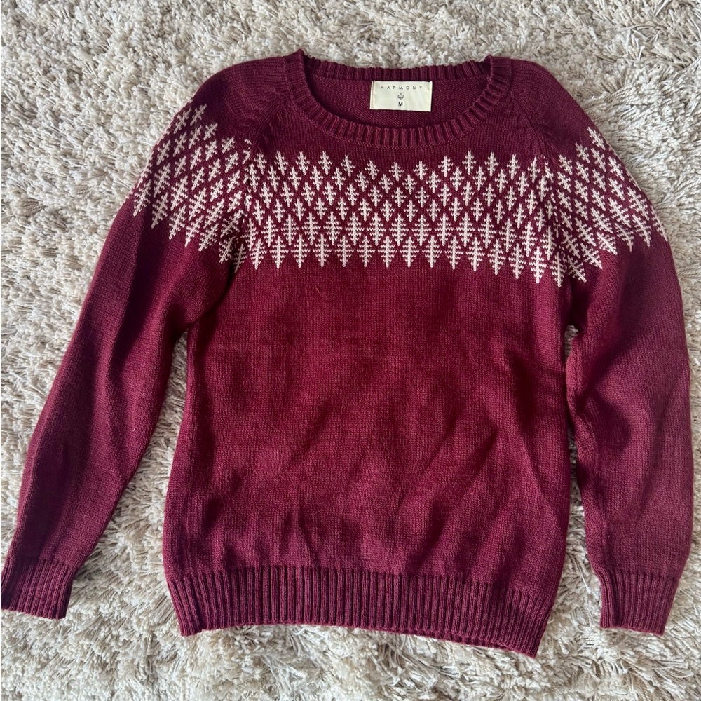 Women's Alpaca Wool Burgundy Sweater